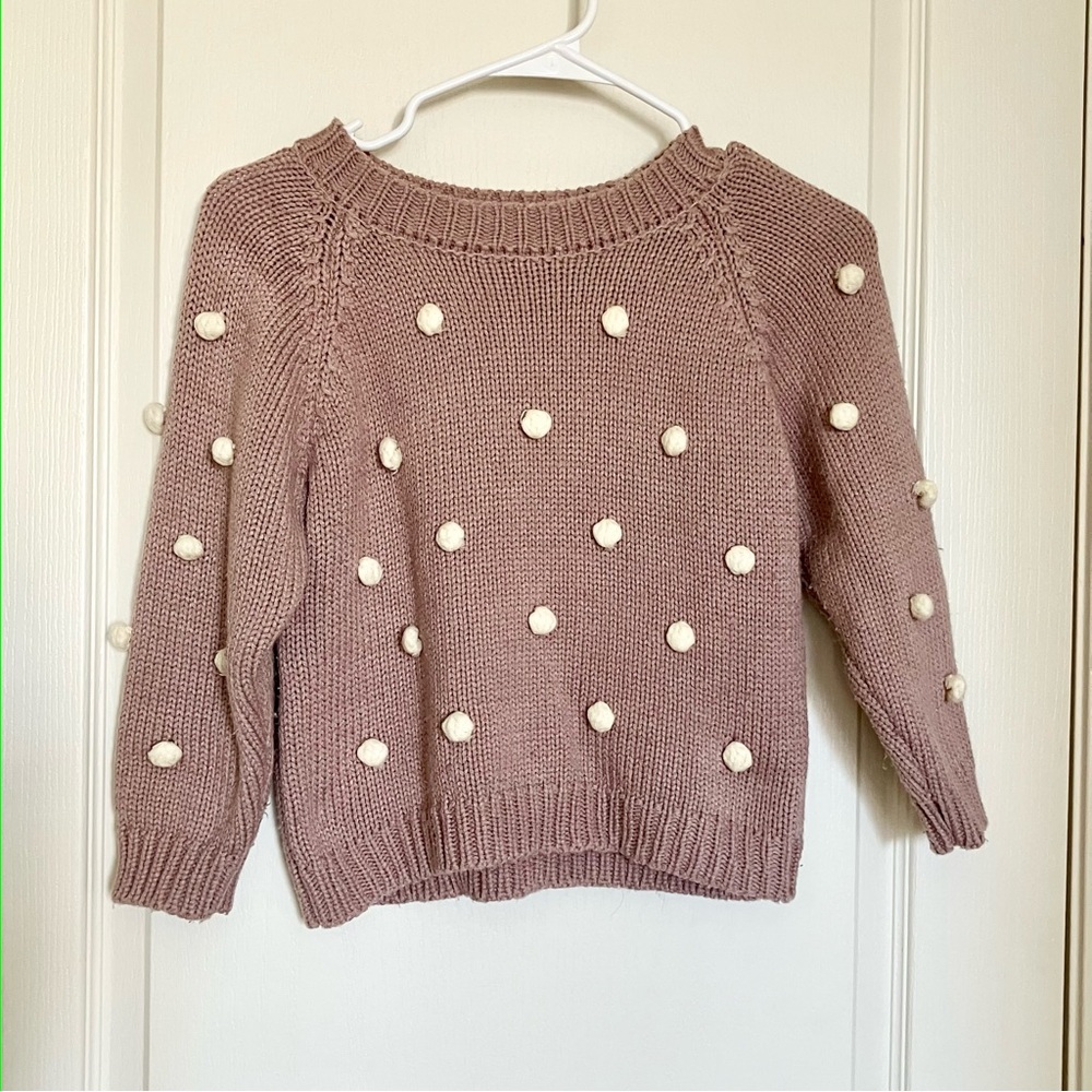 Girls Mauve Pink Pom-Pom Sweater – Size 120 cm